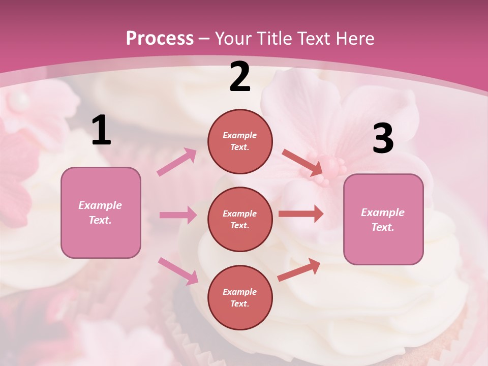 Two Cupcakes With White Frosting And A Pink Flower On Top PowerPoint Template