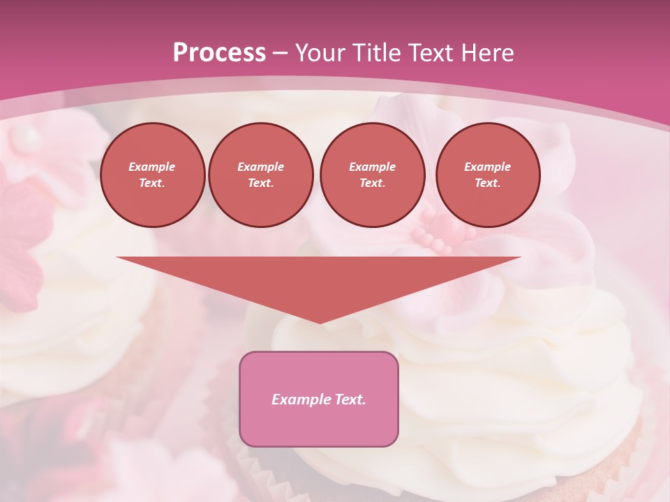 Two Cupcakes With White Frosting And A Pink Flower On Top PowerPoint Template