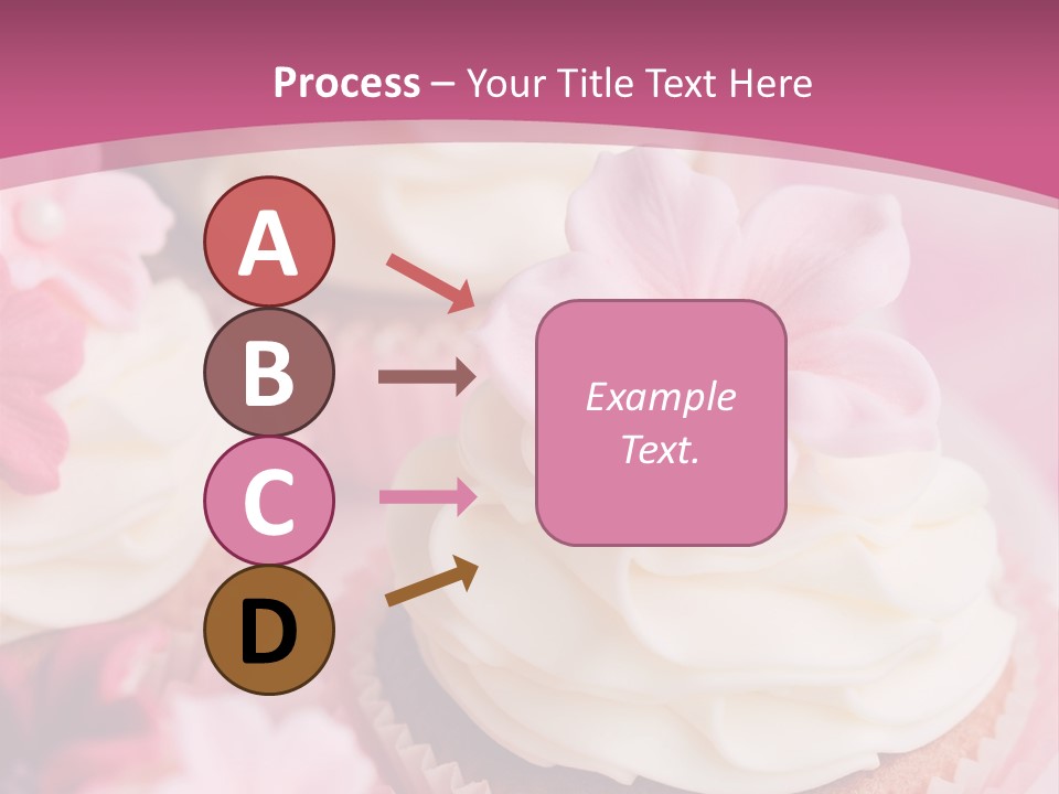 Two Cupcakes With White Frosting And A Pink Flower On Top PowerPoint Template