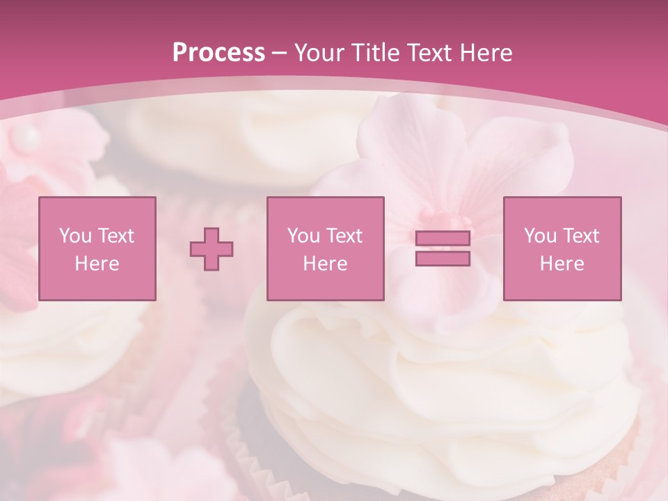 Two Cupcakes With White Frosting And A Pink Flower On Top PowerPoint Template