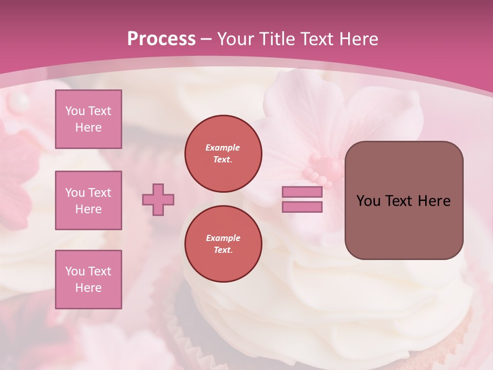 Two Cupcakes With White Frosting And A Pink Flower On Top PowerPoint Template