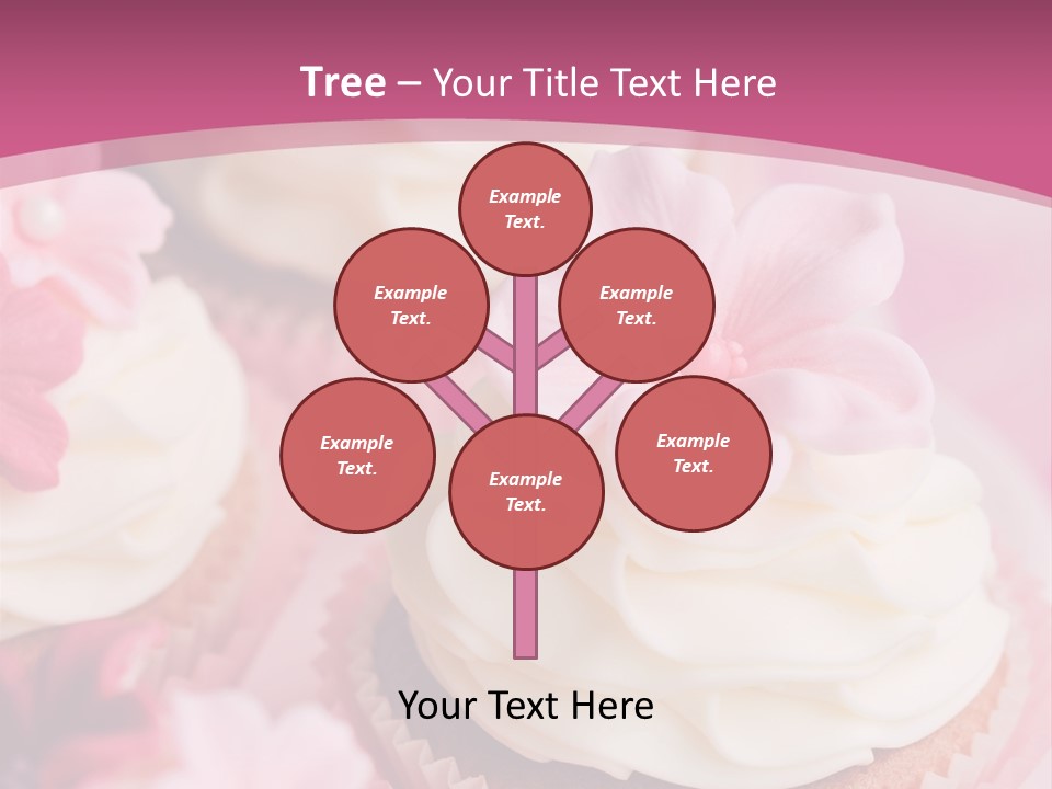 Two Cupcakes With White Frosting And A Pink Flower On Top PowerPoint Template