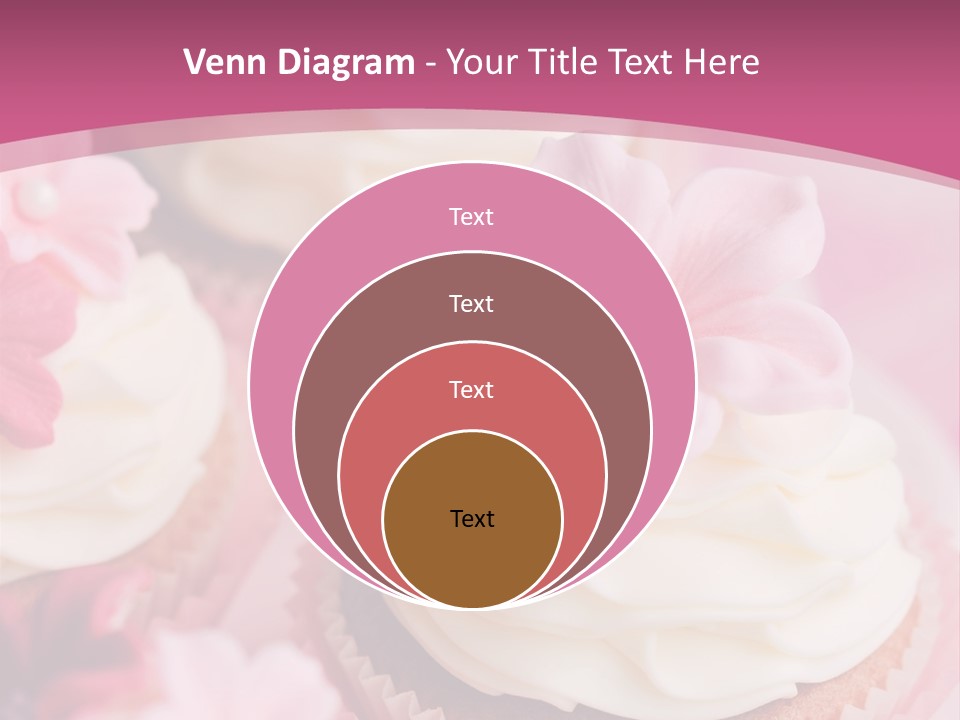 Two Cupcakes With White Frosting And A Pink Flower On Top PowerPoint Template