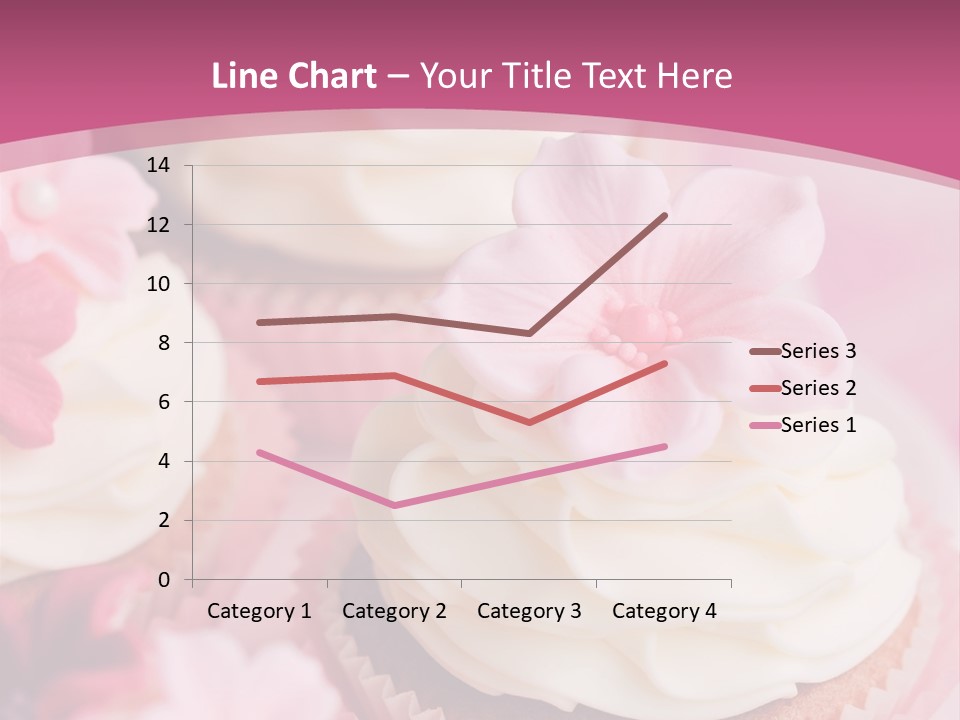 Two Cupcakes With White Frosting And A Pink Flower On Top PowerPoint Template