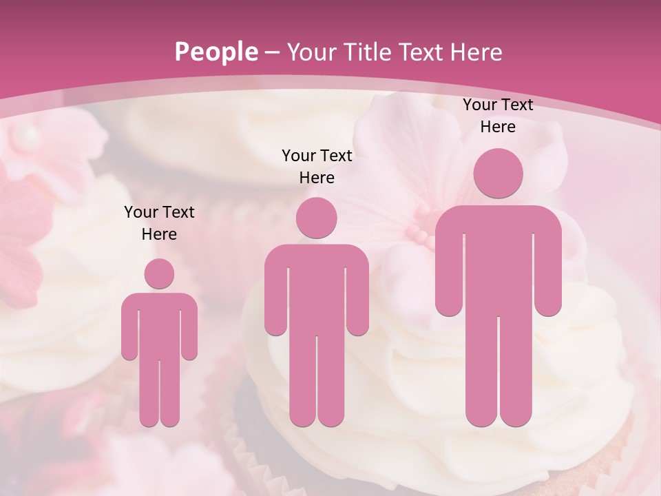 Two Cupcakes With White Frosting And A Pink Flower On Top PowerPoint Template
