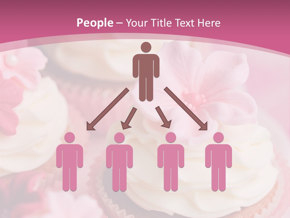 Two Cupcakes With White Frosting And A Pink Flower On Top PowerPoint Template