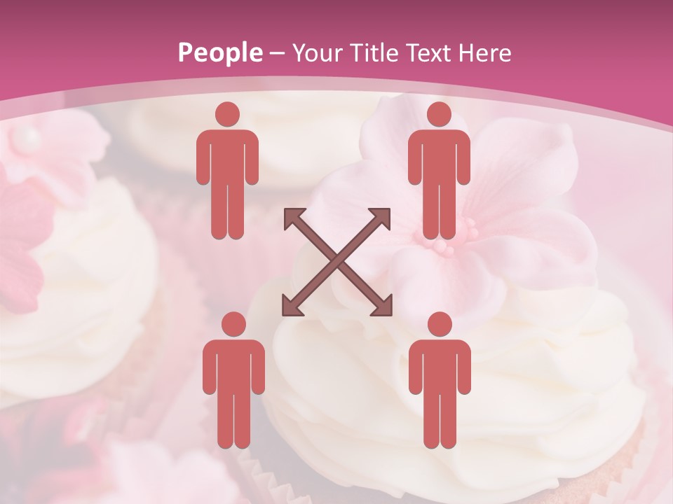 Two Cupcakes With White Frosting And A Pink Flower On Top PowerPoint Template