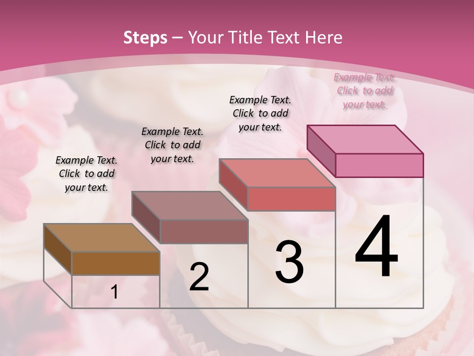 Two Cupcakes With White Frosting And A Pink Flower On Top PowerPoint Template