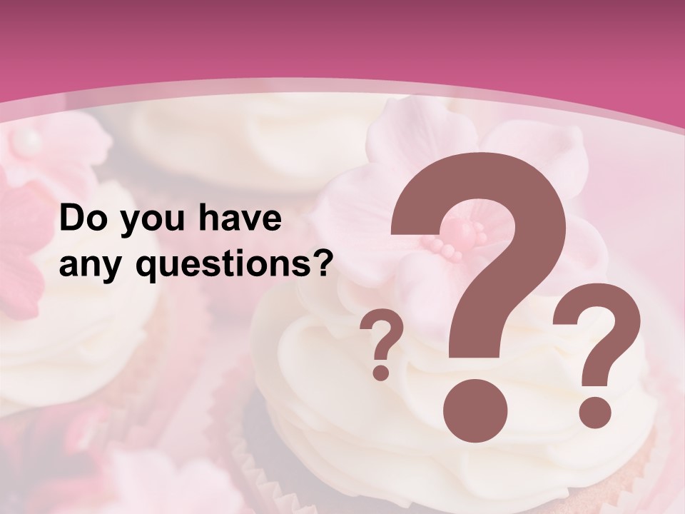 Two Cupcakes With White Frosting And A Pink Flower On Top PowerPoint Template