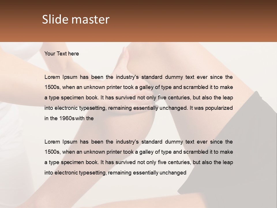 A Woman Is Touching Her Knee With Her Hand PowerPoint Template