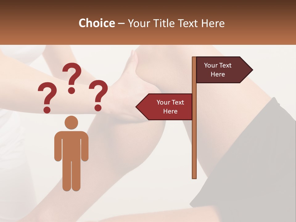 A Woman Is Touching Her Knee With Her Hand PowerPoint Template