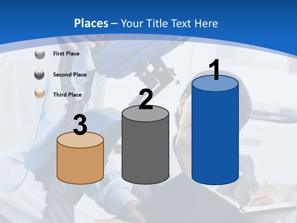 A Man Sitting In A Blue Chair Next To A Woman PowerPoint Template
