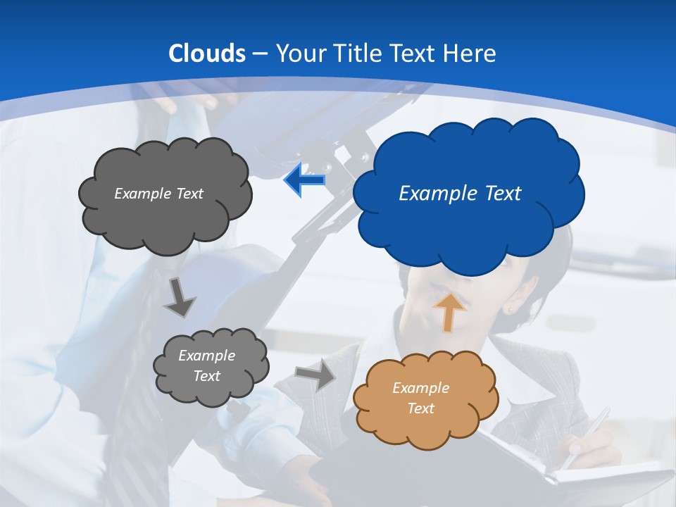 A Man Sitting In A Blue Chair Next To A Woman PowerPoint Template