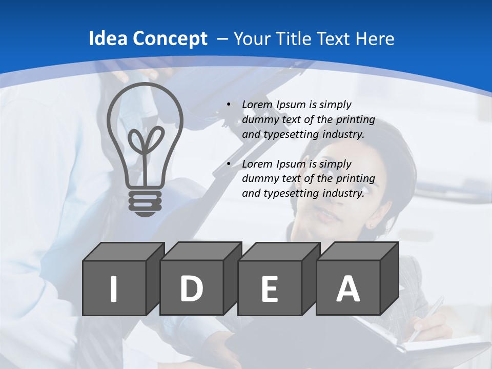 A Man Sitting In A Blue Chair Next To A Woman PowerPoint Template