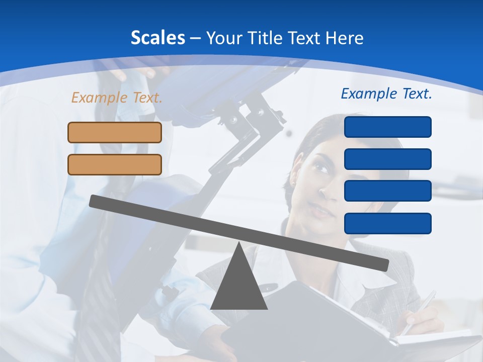 A Man Sitting In A Blue Chair Next To A Woman PowerPoint Template