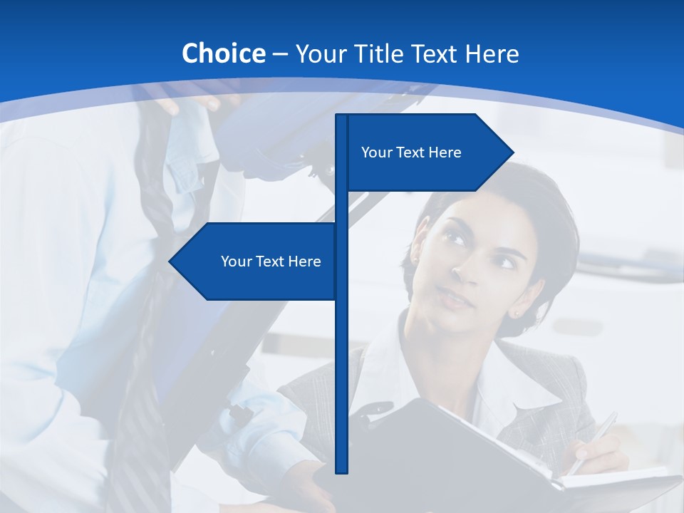 A Man Sitting In A Blue Chair Next To A Woman PowerPoint Template