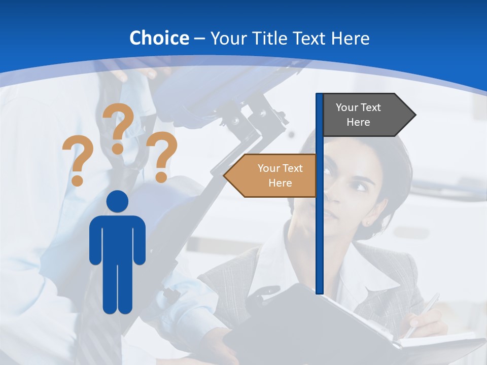 A Man Sitting In A Blue Chair Next To A Woman PowerPoint Template