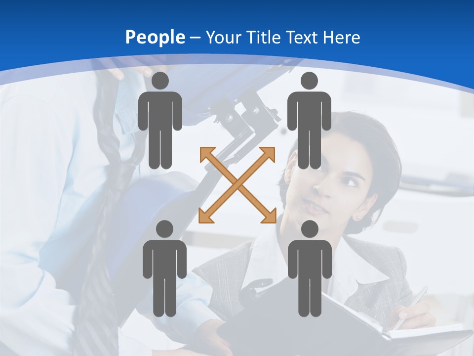 A Man Sitting In A Blue Chair Next To A Woman PowerPoint Template