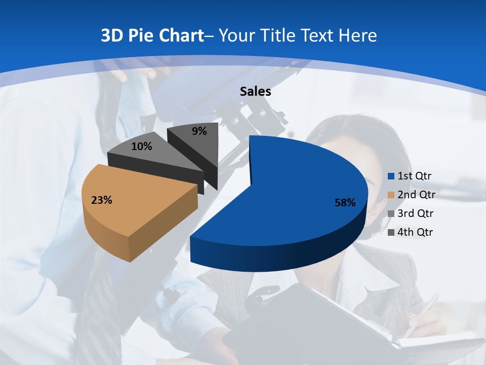 A Man Sitting In A Blue Chair Next To A Woman PowerPoint Template