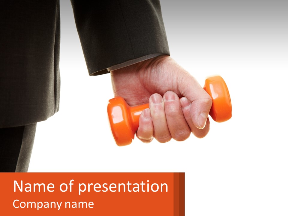 A Person Holding A Pair Of Orange Dumbs PowerPoint Template