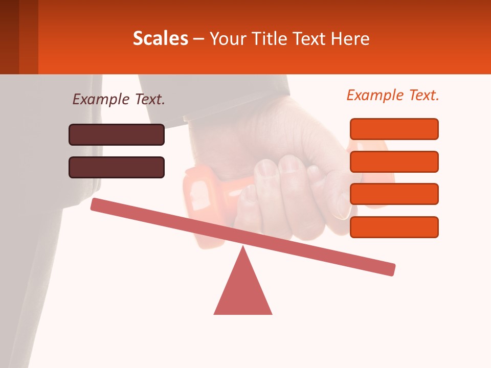 A Person Holding A Pair Of Orange Dumbs PowerPoint Template
