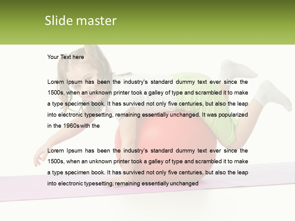 A Little Girl Is Laying On Top Of A Ball PowerPoint Template