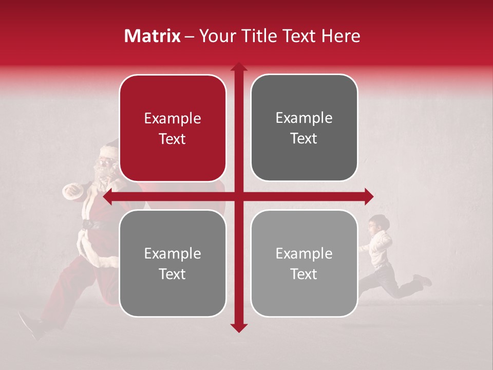 A Man Dressed As Santa Claus Running Away From A Little Boy PowerPoint Template