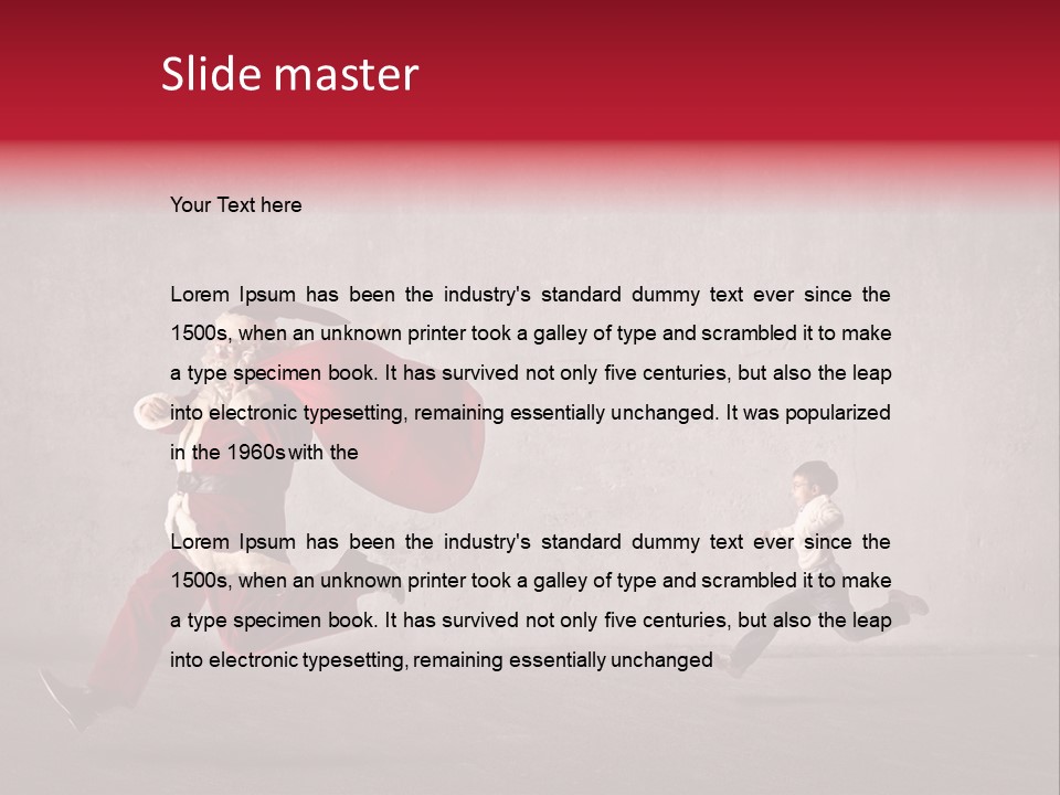 A Man Dressed As Santa Claus Running Away From A Little Boy PowerPoint Template