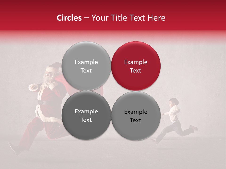 A Man Dressed As Santa Claus Running Away From A Little Boy PowerPoint Template