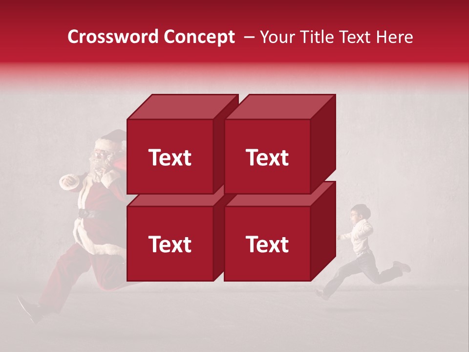 A Man Dressed As Santa Claus Running Away From A Little Boy PowerPoint Template