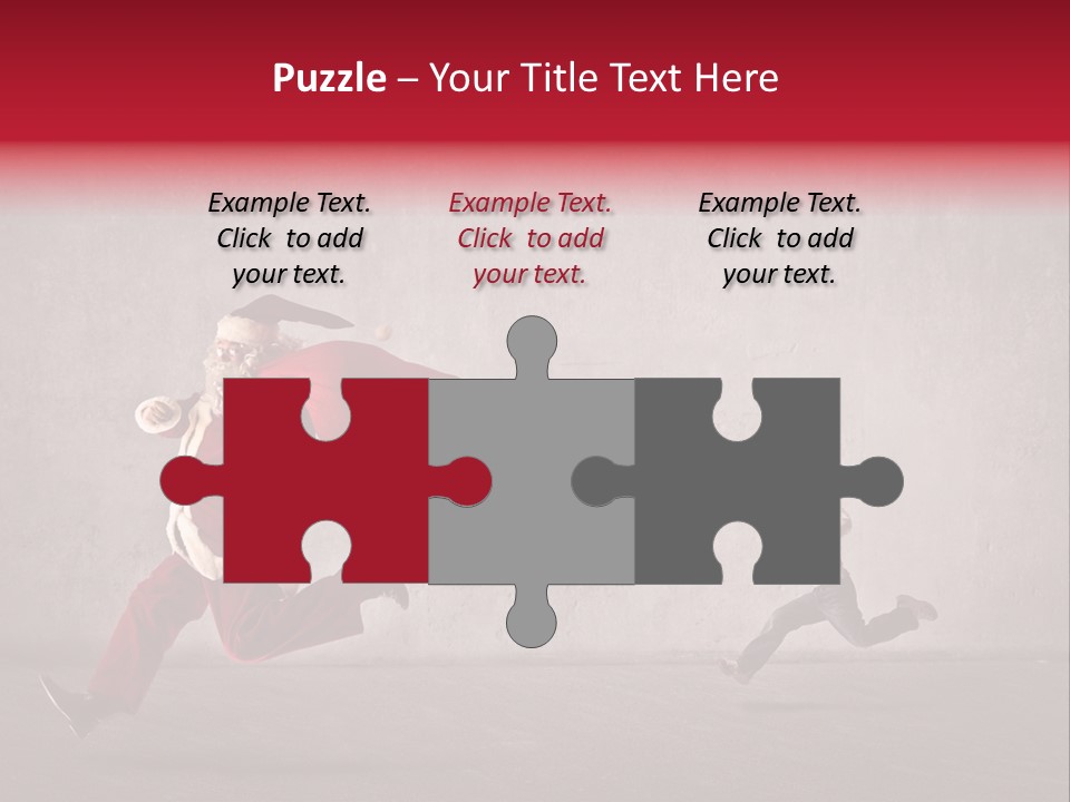 A Man Dressed As Santa Claus Running Away From A Little Boy PowerPoint Template