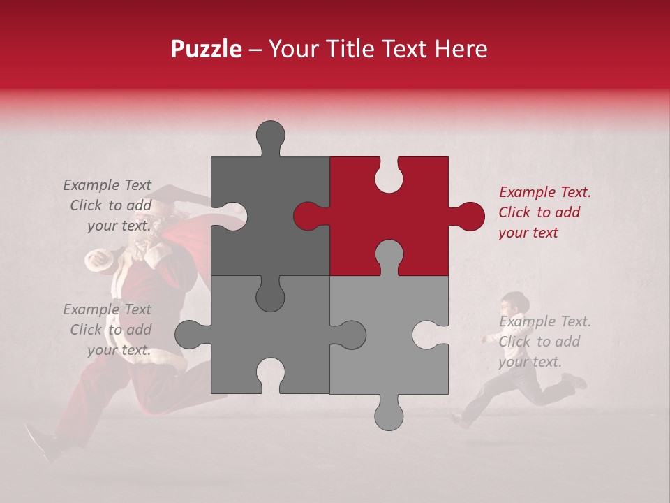 A Man Dressed As Santa Claus Running Away From A Little Boy PowerPoint Template