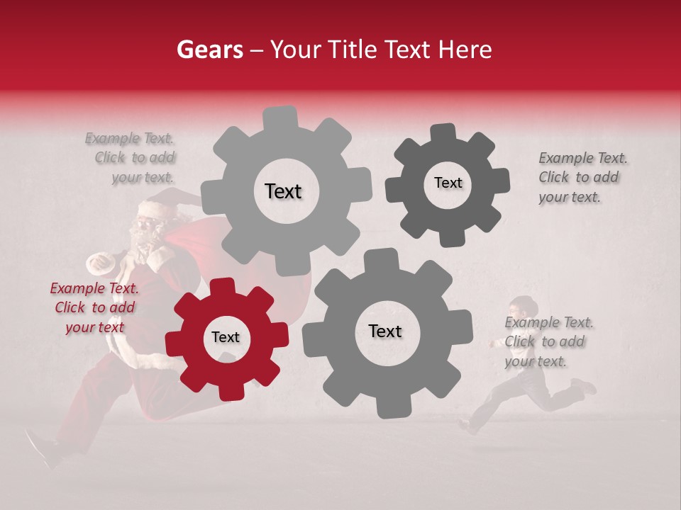 A Man Dressed As Santa Claus Running Away From A Little Boy PowerPoint Template