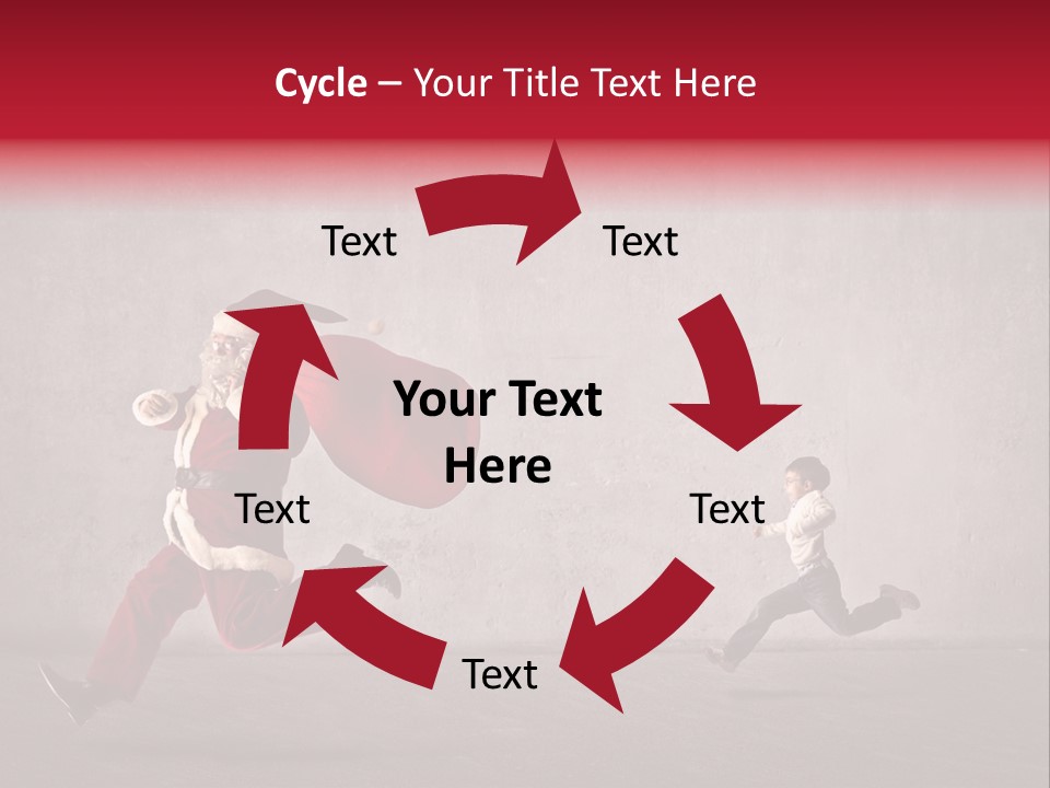 A Man Dressed As Santa Claus Running Away From A Little Boy PowerPoint Template