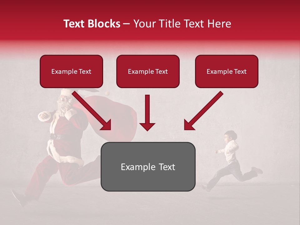 A Man Dressed As Santa Claus Running Away From A Little Boy PowerPoint Template