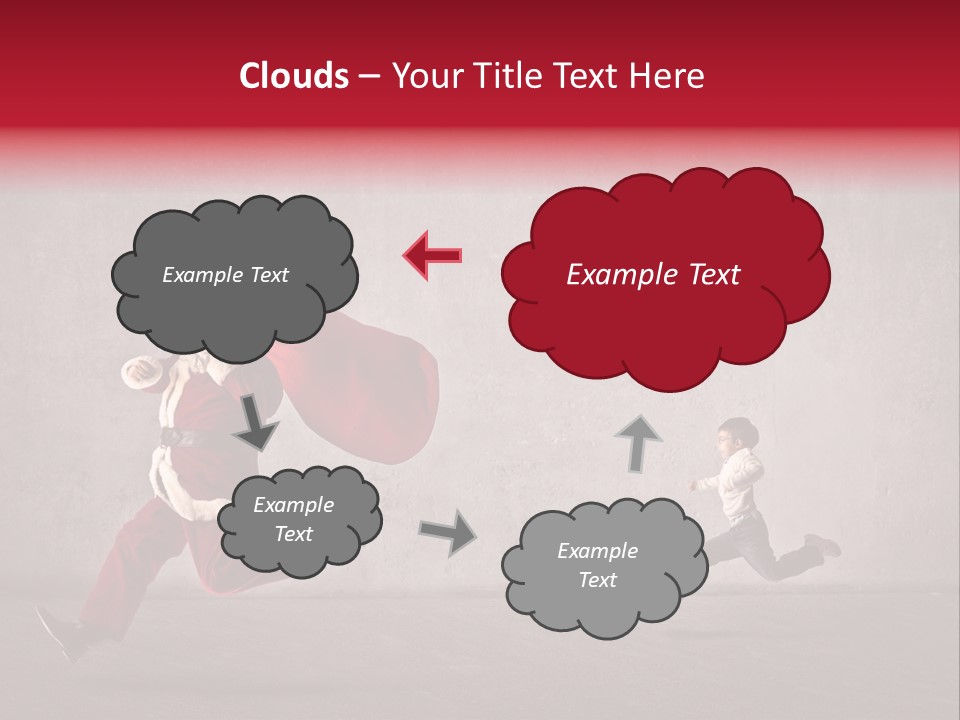 A Man Dressed As Santa Claus Running Away From A Little Boy PowerPoint Template