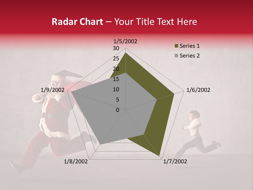 A Man Dressed As Santa Claus Running Away From A Little Boy PowerPoint Template