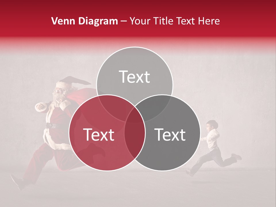 A Man Dressed As Santa Claus Running Away From A Little Boy PowerPoint Template