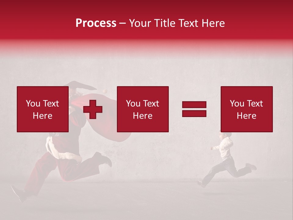 A Man Dressed As Santa Claus Running Away From A Little Boy PowerPoint Template