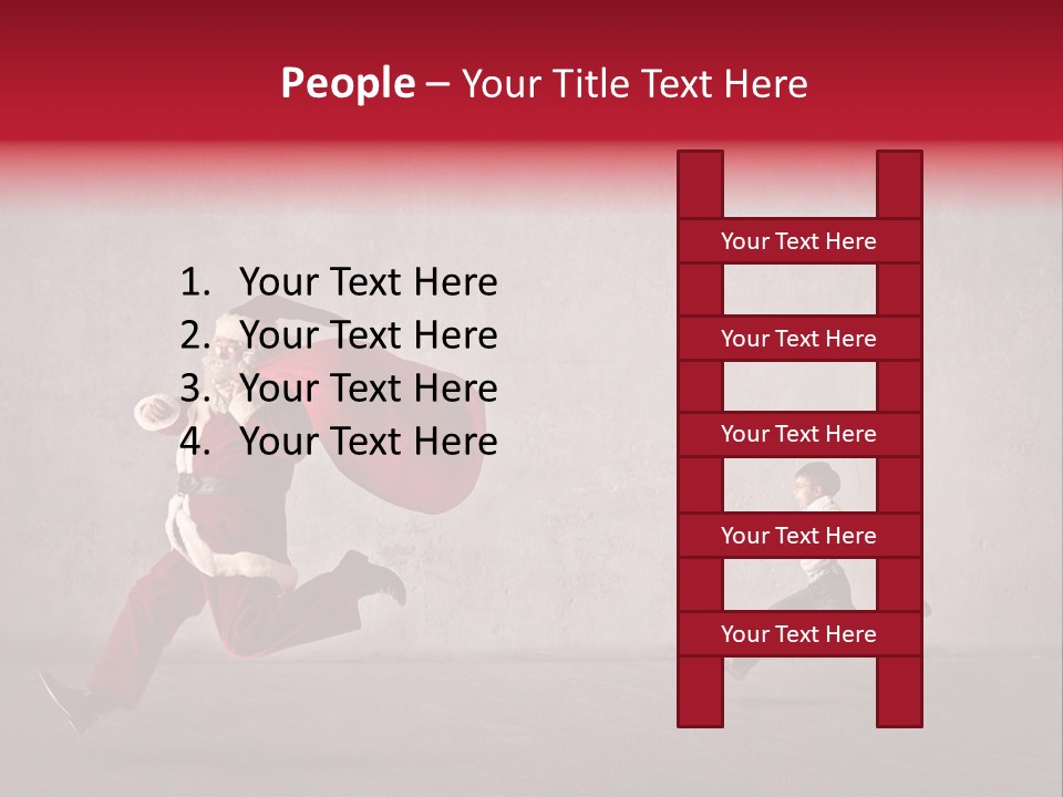 A Man Dressed As Santa Claus Running Away From A Little Boy PowerPoint Template