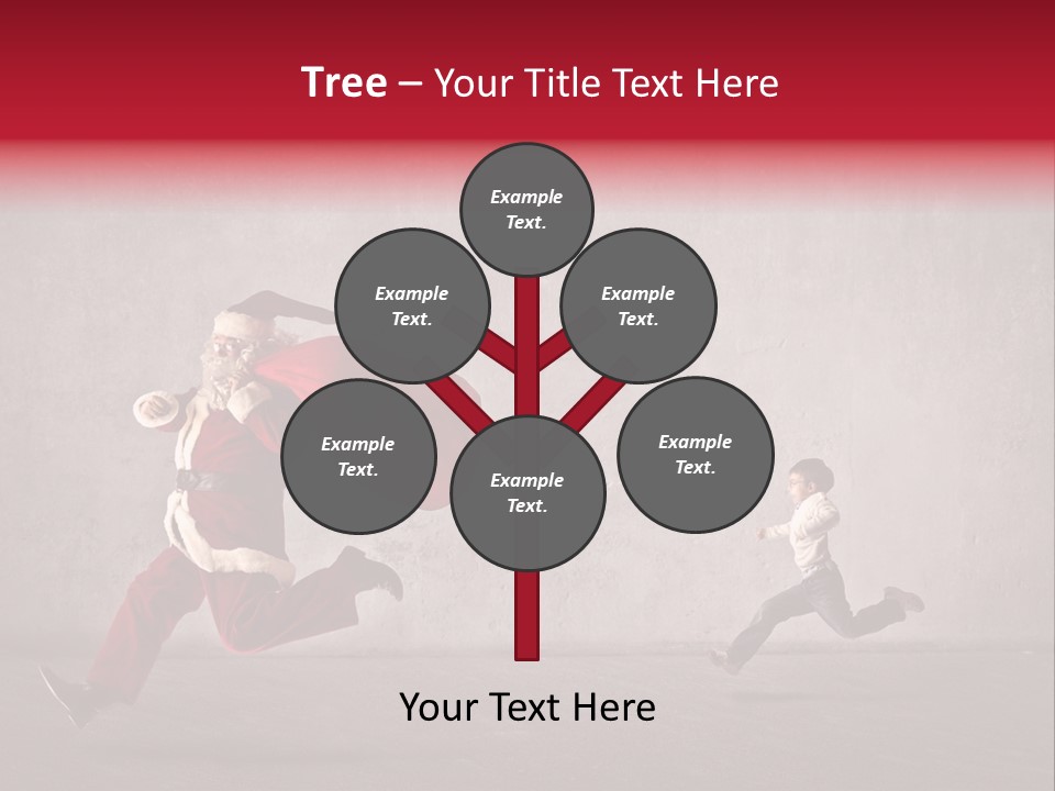 A Man Dressed As Santa Claus Running Away From A Little Boy PowerPoint Template