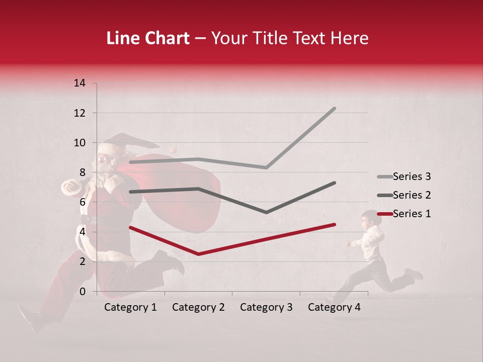 A Man Dressed As Santa Claus Running Away From A Little Boy PowerPoint Template