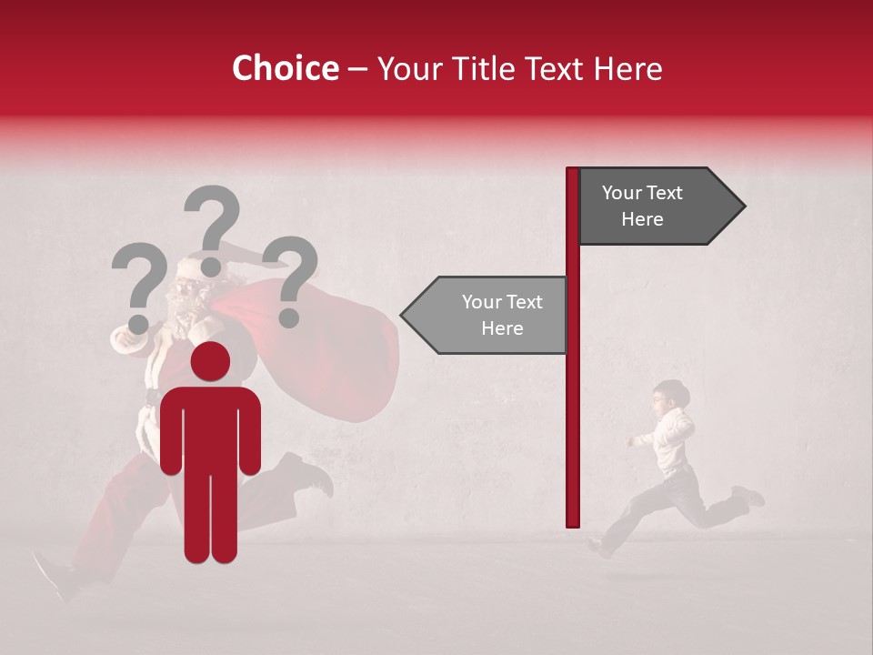 A Man Dressed As Santa Claus Running Away From A Little Boy PowerPoint Template