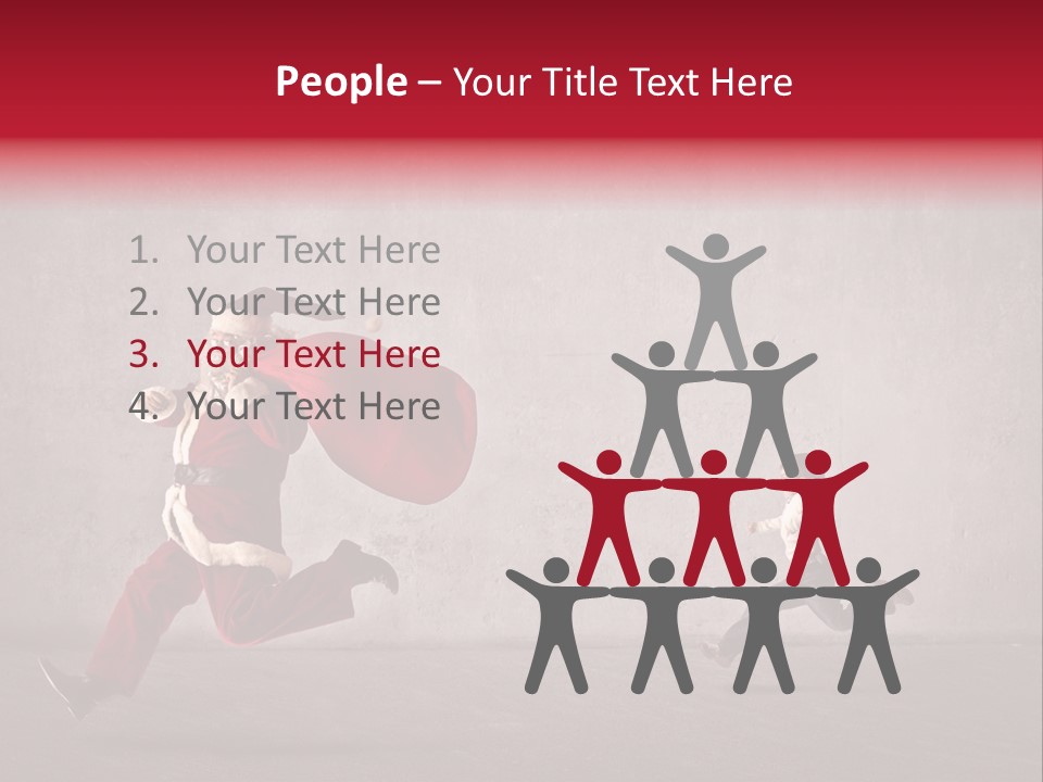 A Man Dressed As Santa Claus Running Away From A Little Boy PowerPoint Template