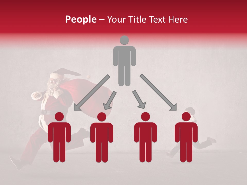 A Man Dressed As Santa Claus Running Away From A Little Boy PowerPoint Template
