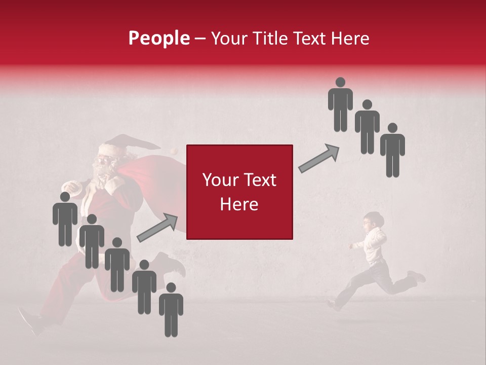 A Man Dressed As Santa Claus Running Away From A Little Boy PowerPoint Template