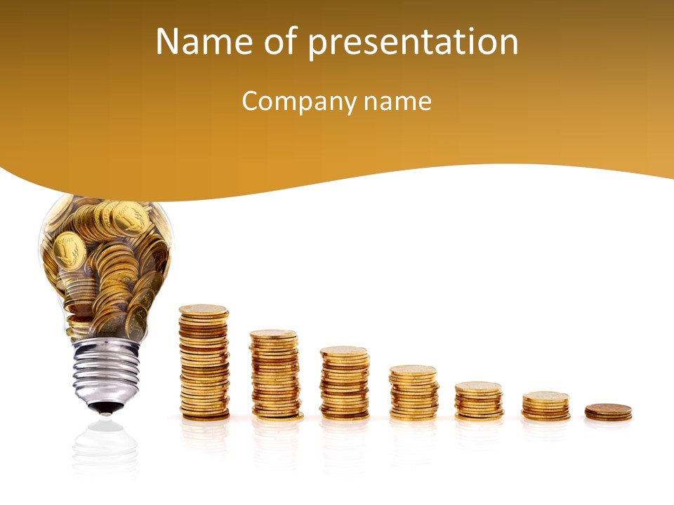A Light Bulb With Coins Coming Out Of It PowerPoint Template