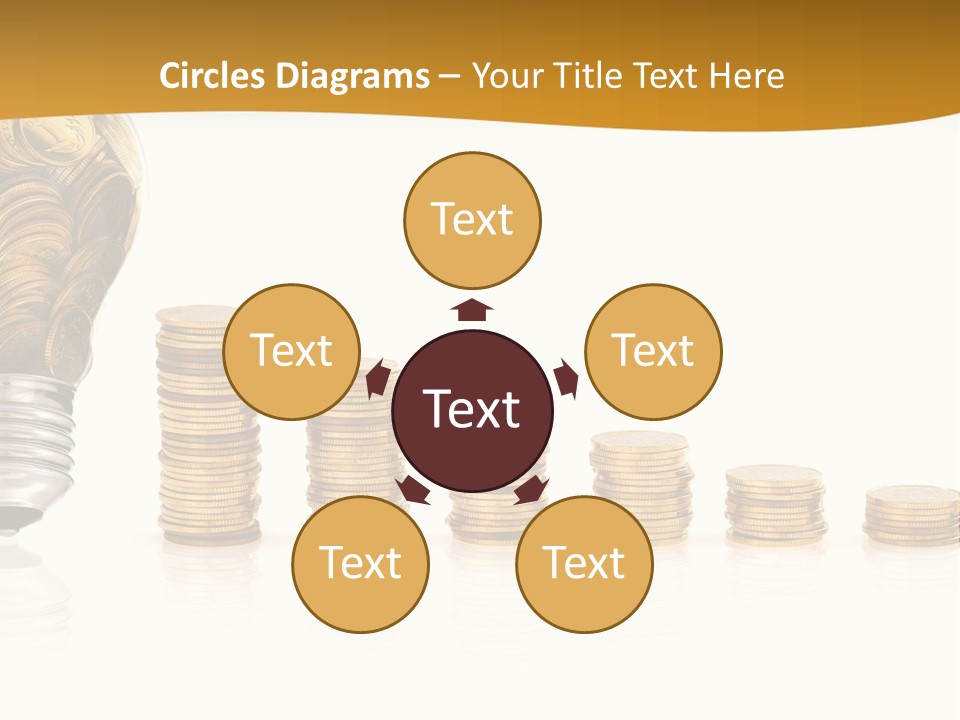 A Light Bulb With Coins Coming Out Of It PowerPoint Template