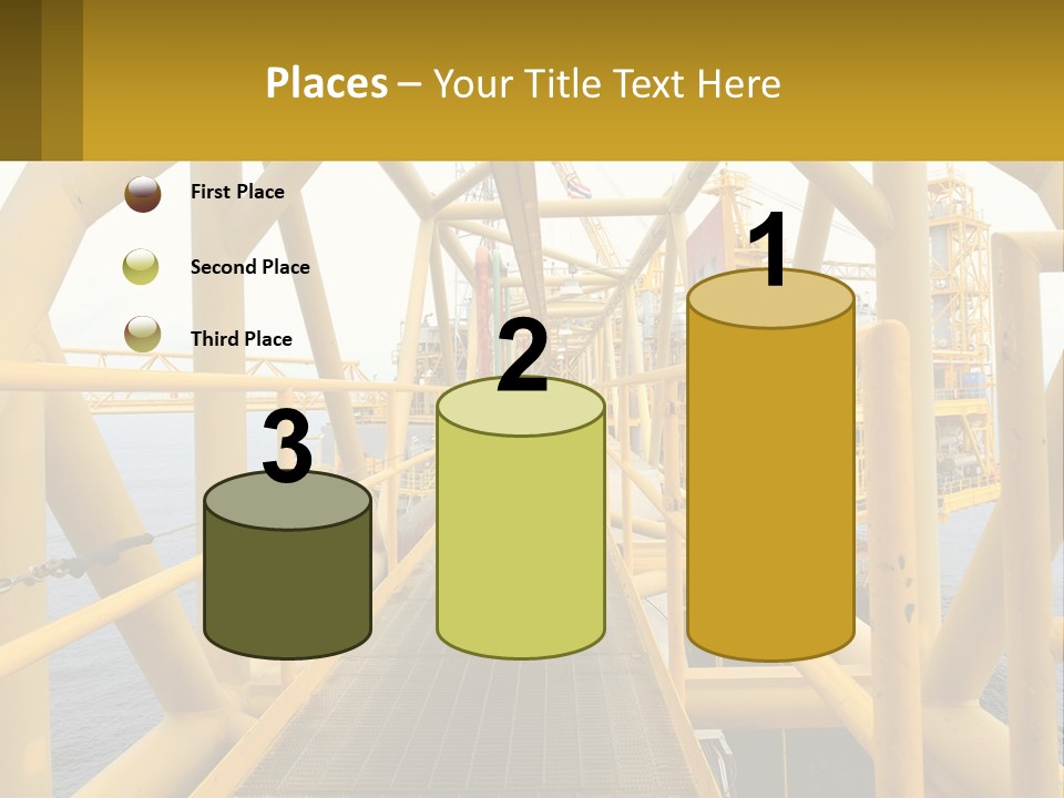 A Man Walking Across A Yellow Bridge Over Water PowerPoint Template