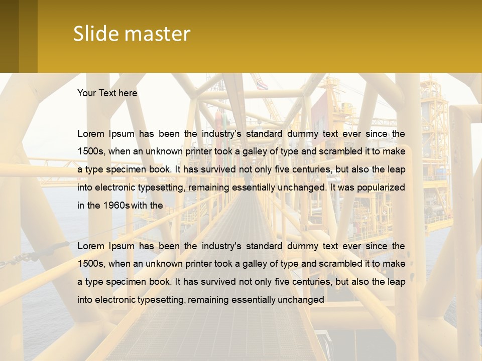 A Man Walking Across A Yellow Bridge Over Water PowerPoint Template